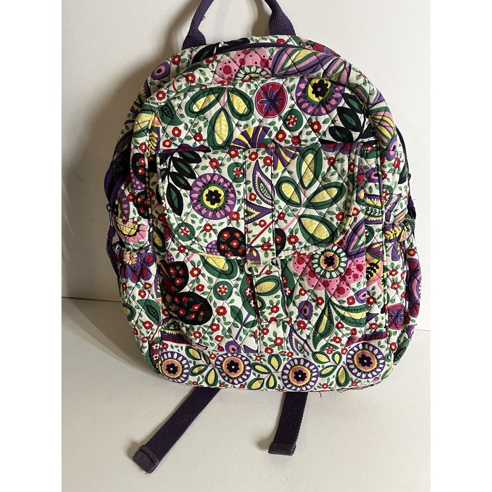 Vera Bradley Backpack With Magnetic Front Pocket Closure Purples Pinks